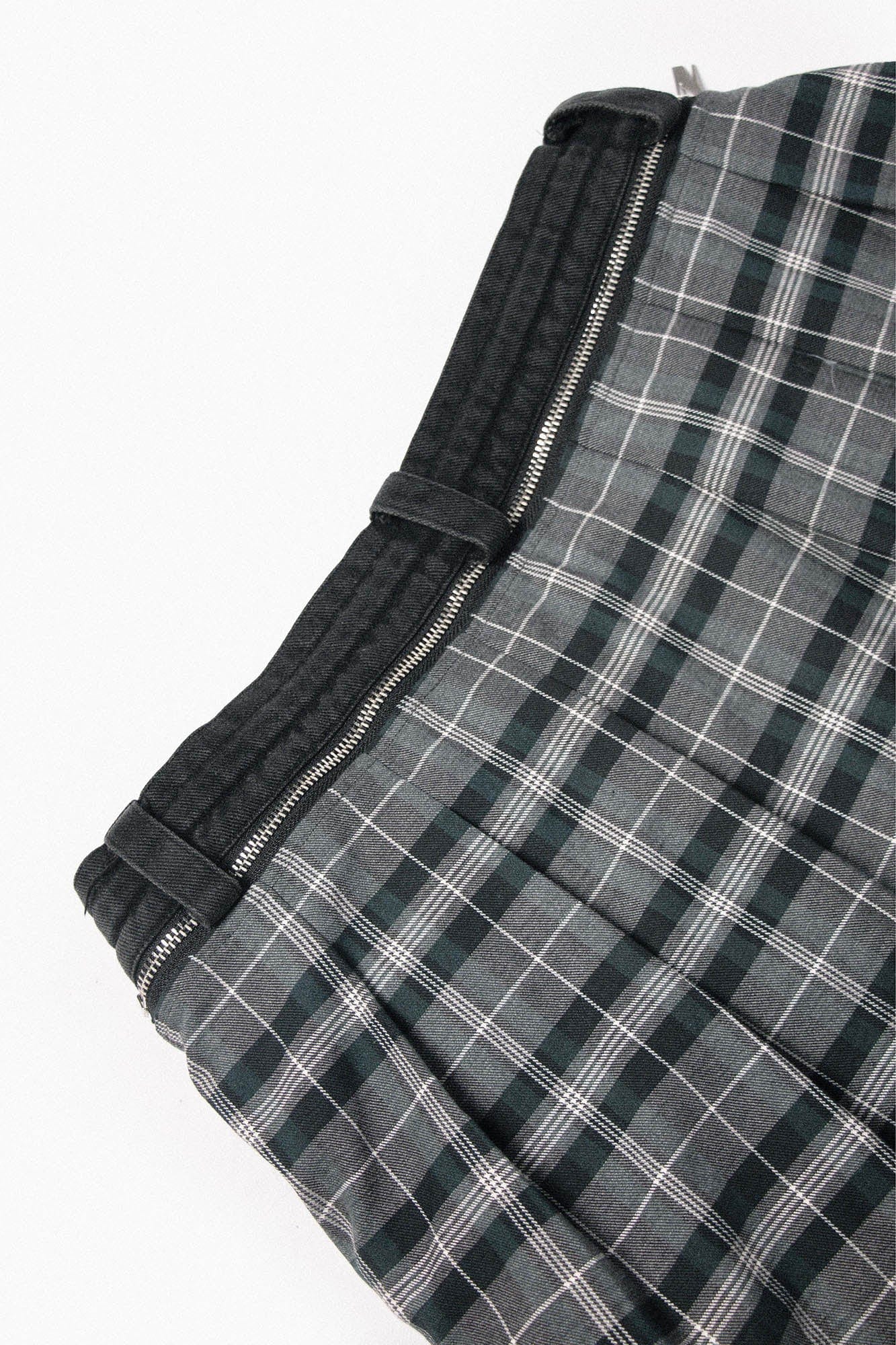 RELABEL Detachable Plaid Back Flap Spliced Jeans