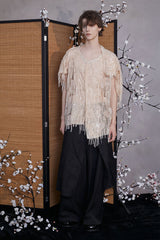 JIECHI Asymmetrical Bow Embroidery Slit Skort