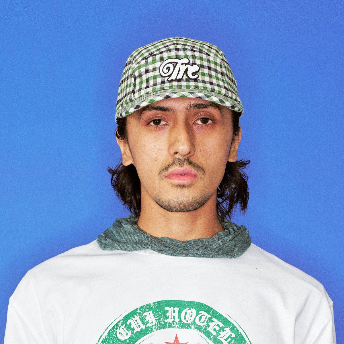 TRECLUB Plaid Patch Embroidered Cap