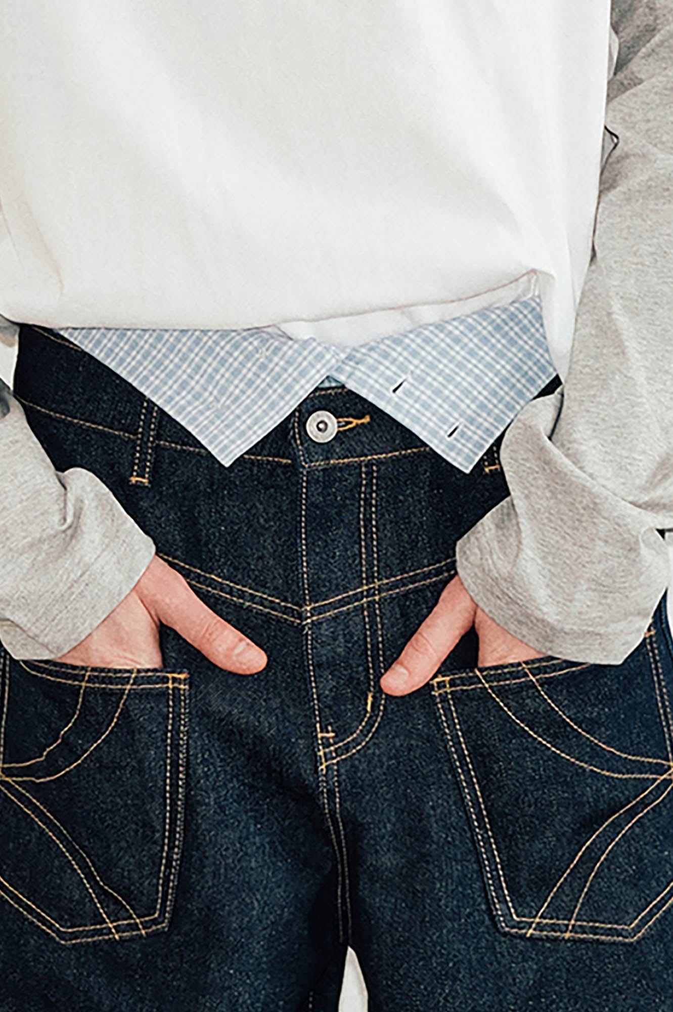KREATE Reversed Fold-Over Wide-Leg Jeans