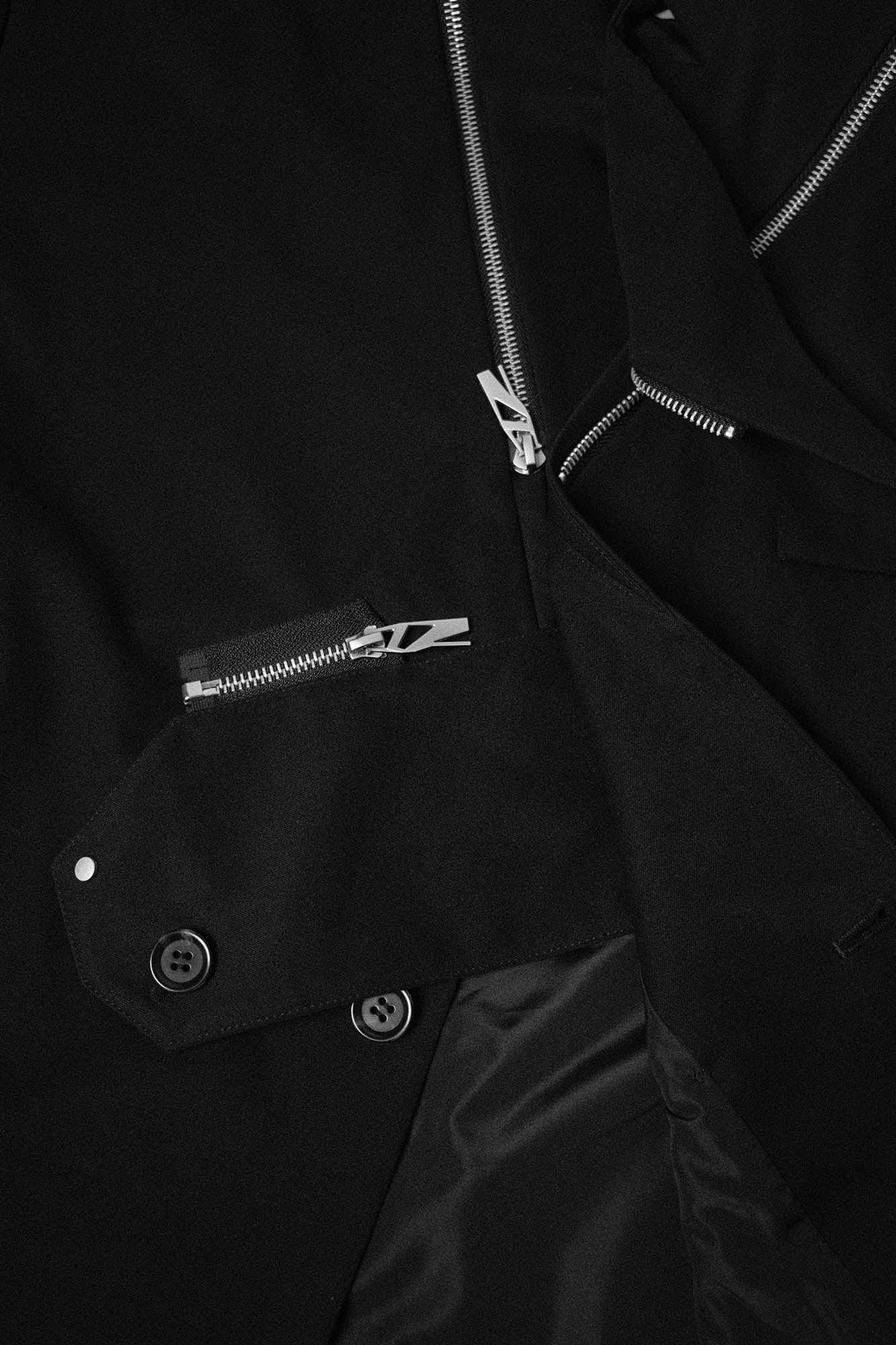 RELABEL Detachable-Collar Wool-Blended Pleated Blazer