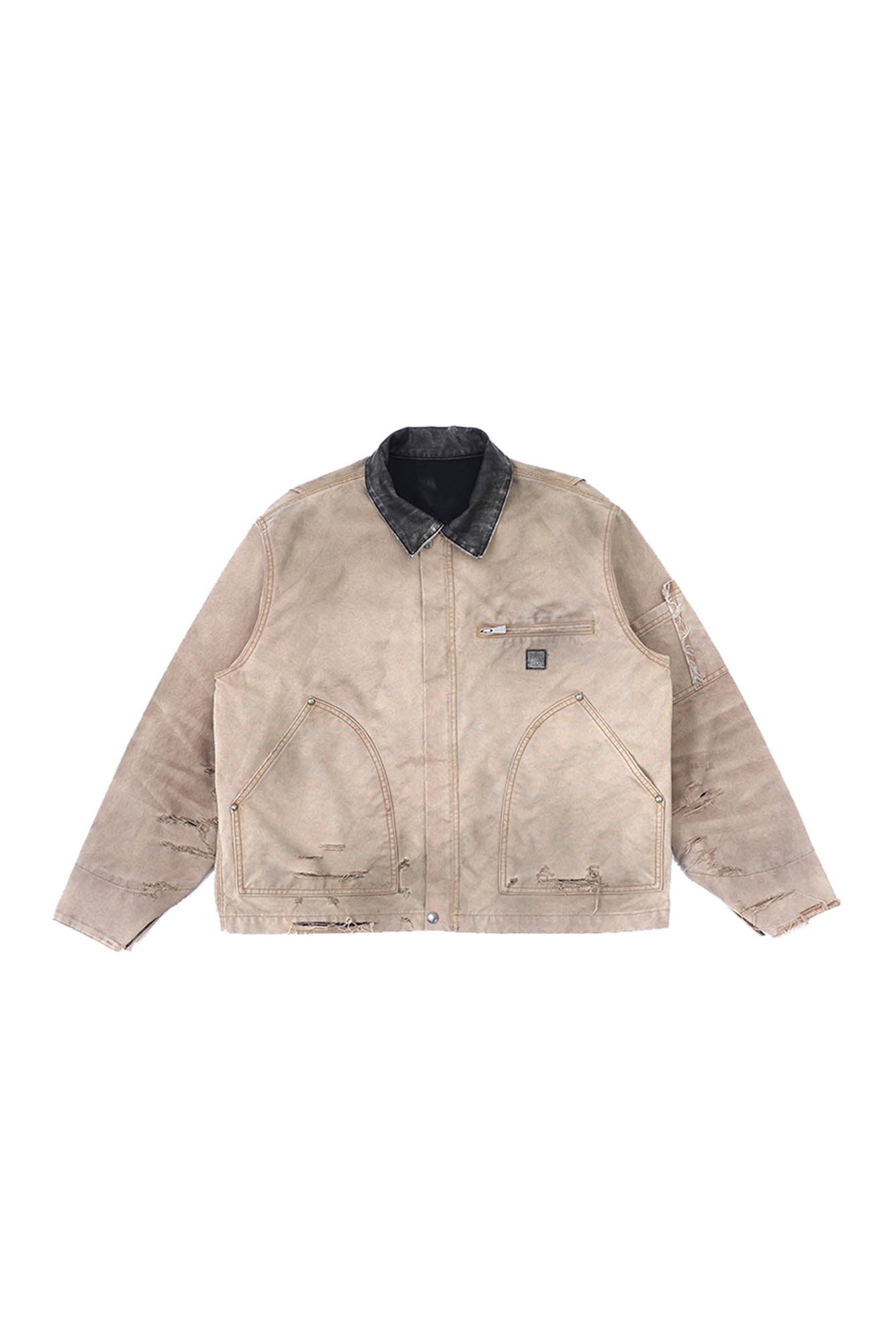 IN EXISTENCE Dirty-Washed Contrast Collar Detroit Jacket