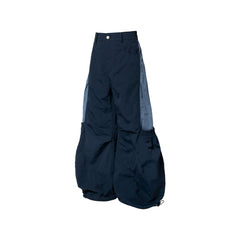 RELABEL Big-Pocket Pleated Oversized Curved Pants Blue