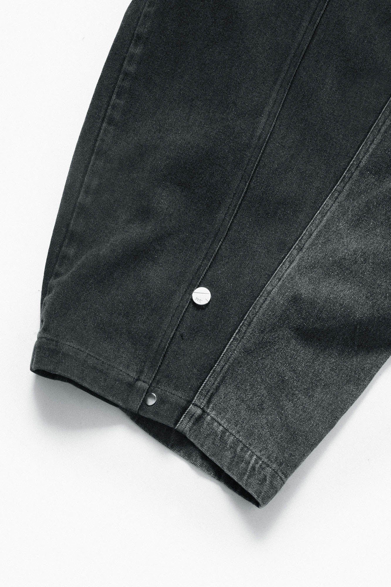 RELABEL Detachable Plaid Back Flap Spliced Jeans