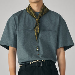 GONGHE REPUB Checked Beaded Pendant Scarf