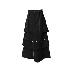 RELABEL Layered Detachable Snap-Fastener Long Skirt