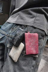 MAKEMORE Cracked Faux Leather Studded Mini Pouch