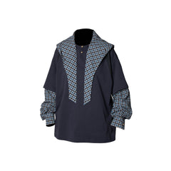 RELABEL Checked Detachable Hood Layered Shirt