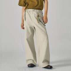 GONGHE REPUB Arc Spliced Strap Belt Pants