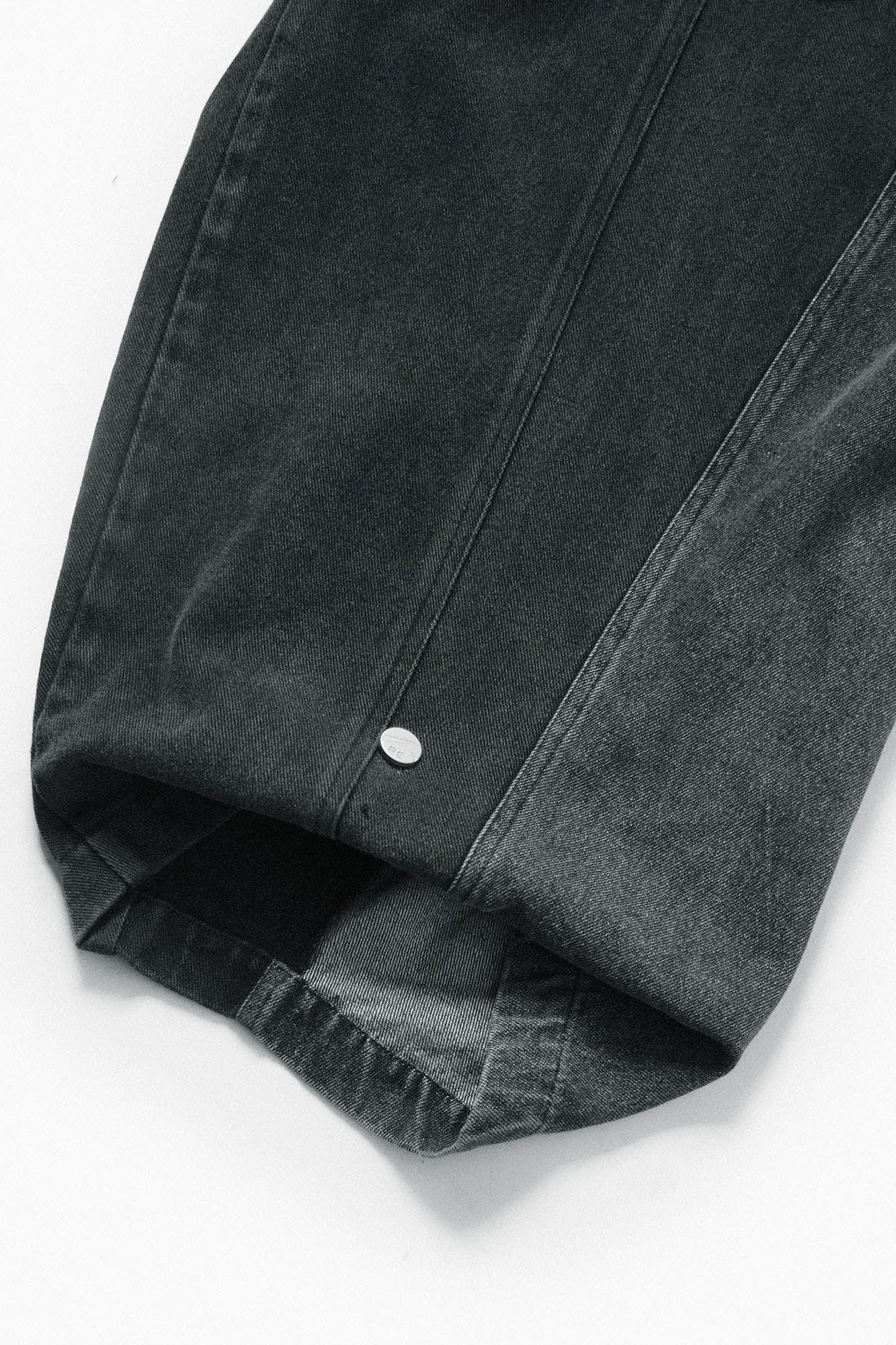 RELABEL Detachable Plaid Back Flap Spliced Jeans