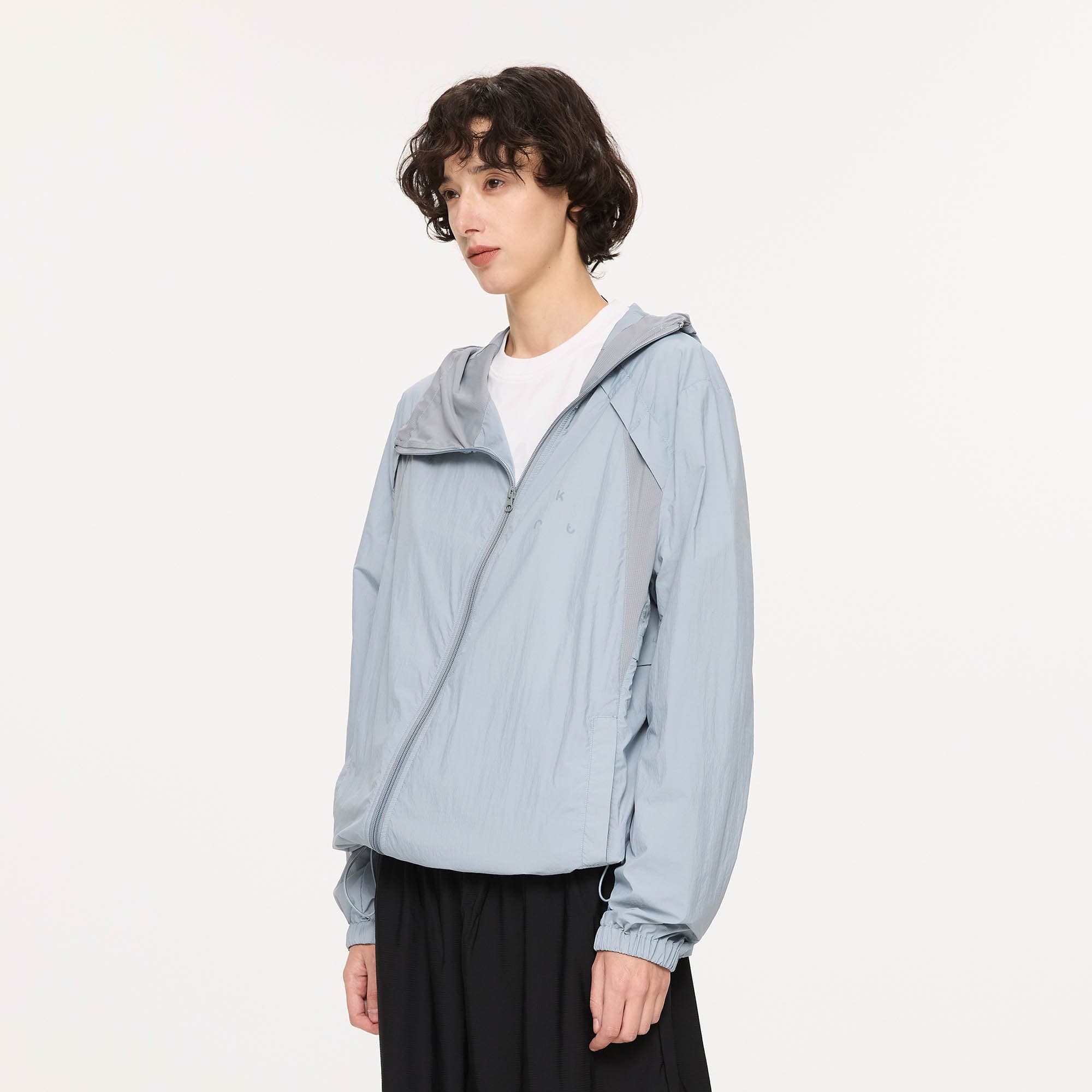 KREATE Asymmetrical Zip Mesh-Paneled UV Protection Hooded Jacket