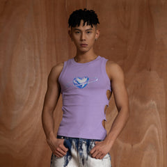 CLP Metallic Heart Slim Hollowed Tank Top Purple