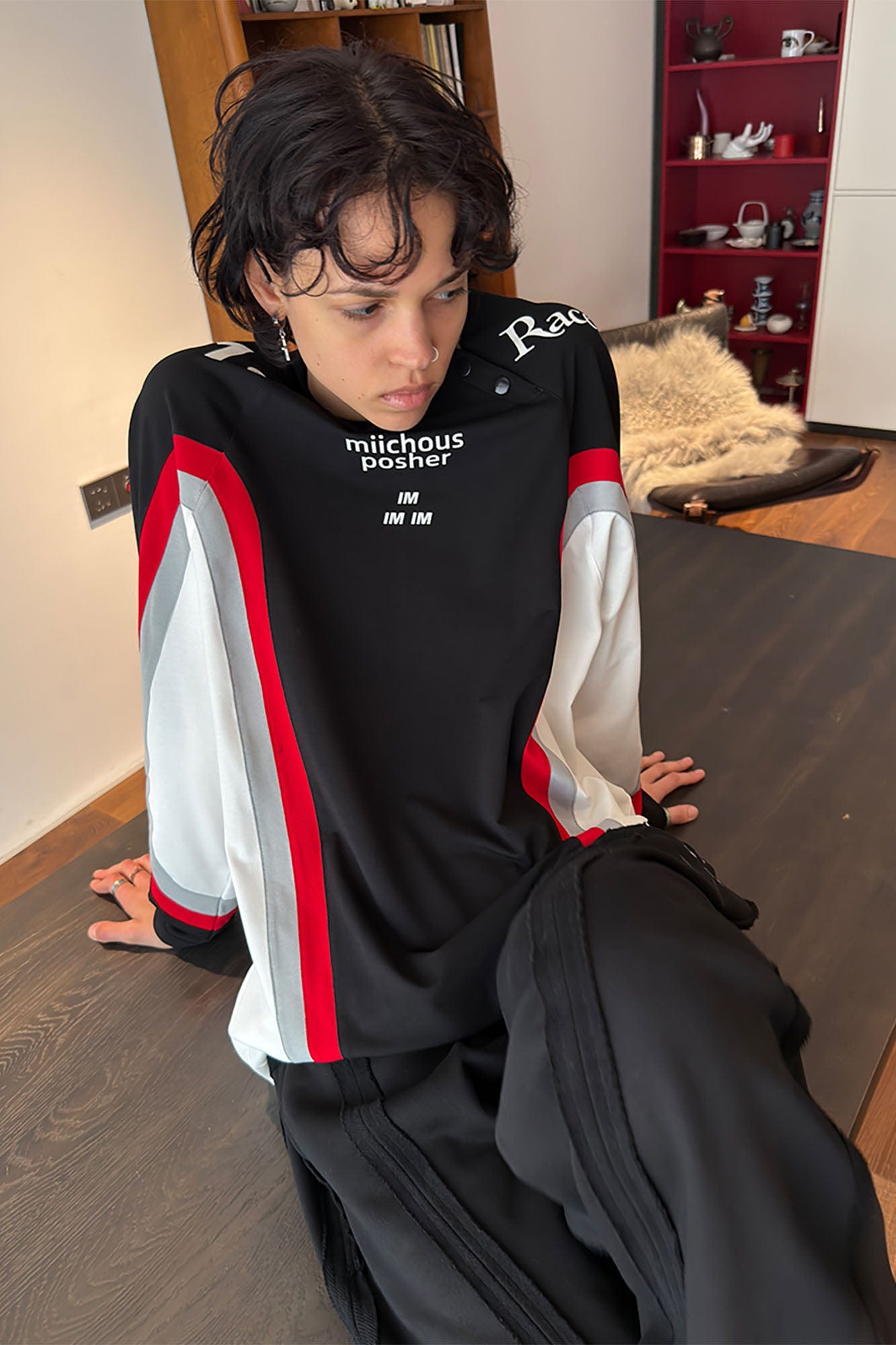 MIICHOUS Arc Panelled UV Protection Button-Neck Long-Sleeve Tee