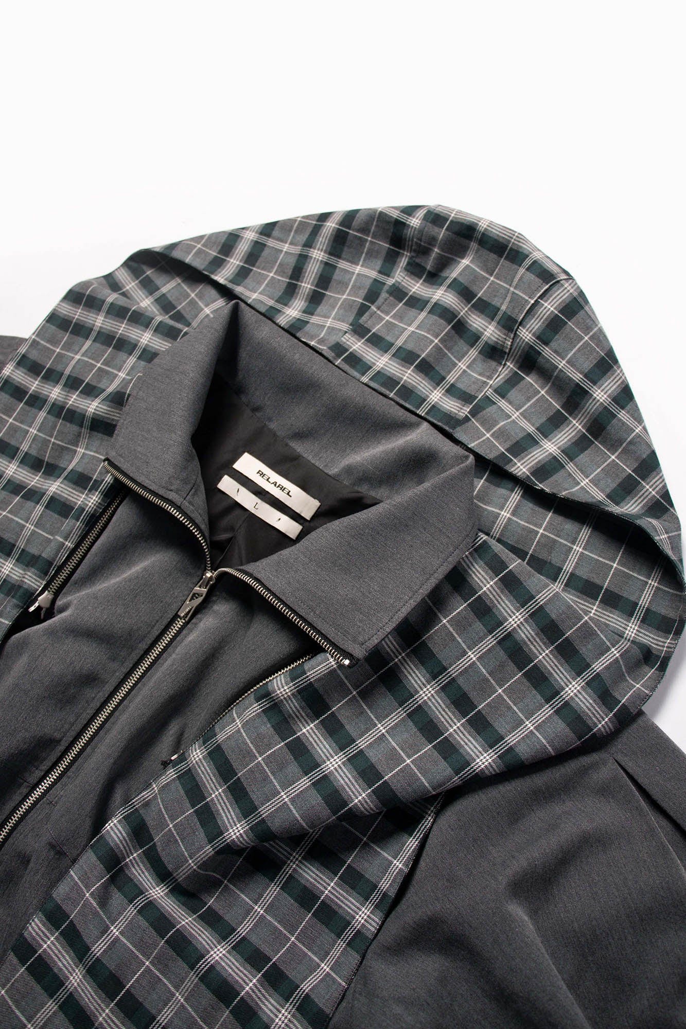RELABEL Detachable Plaid Hooded Jacket