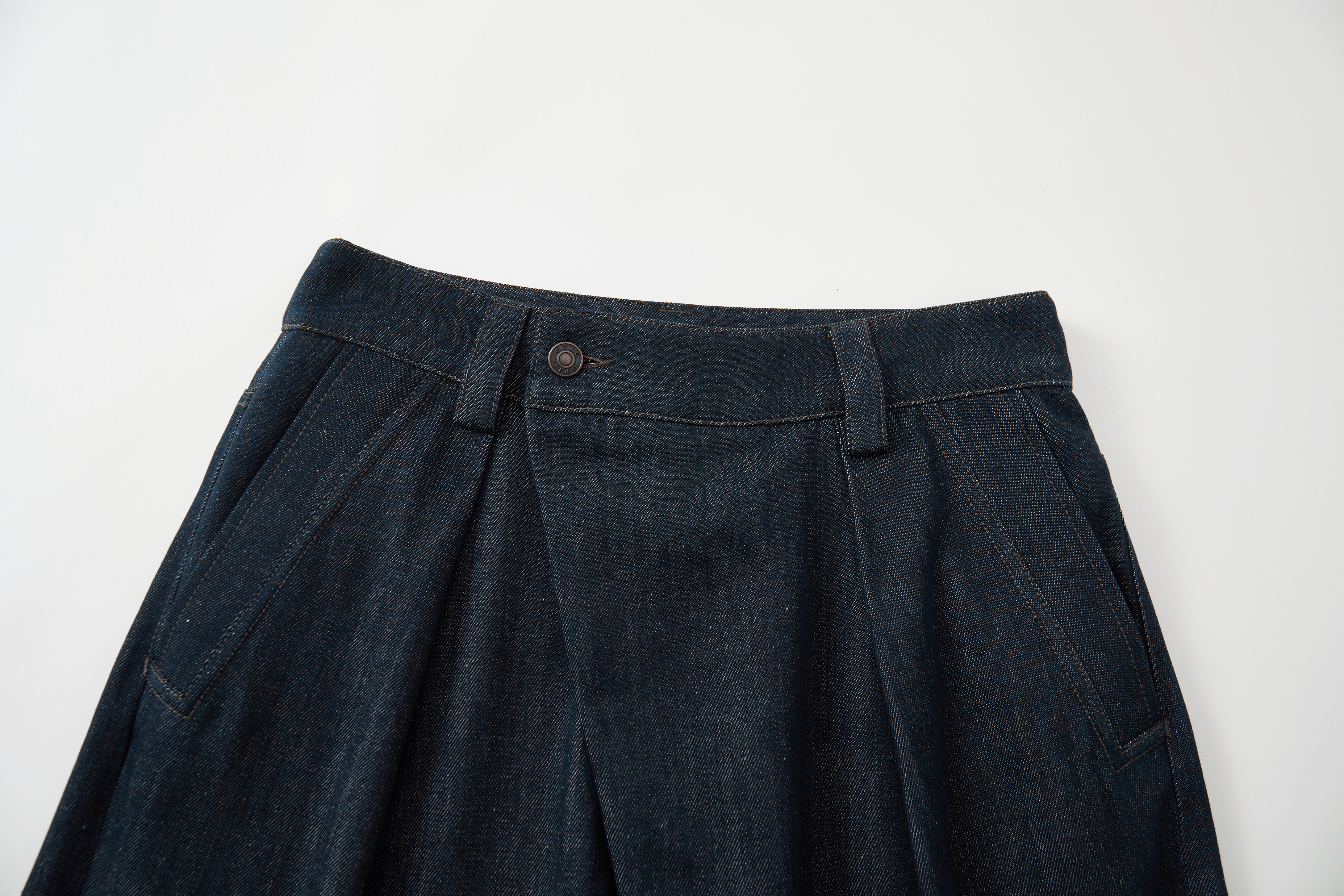 OPICLOTH Washed Asymmetric Fly Pleated Denim Shorts