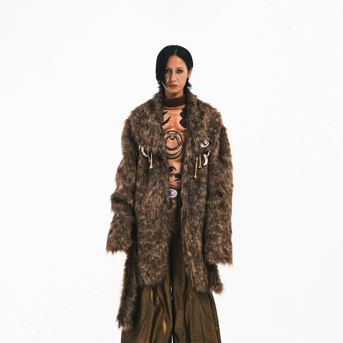 EMBRYO Faux Fur Bone Coat