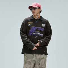 F2CE Layered Raw-Edge Racing Logo Hoodie