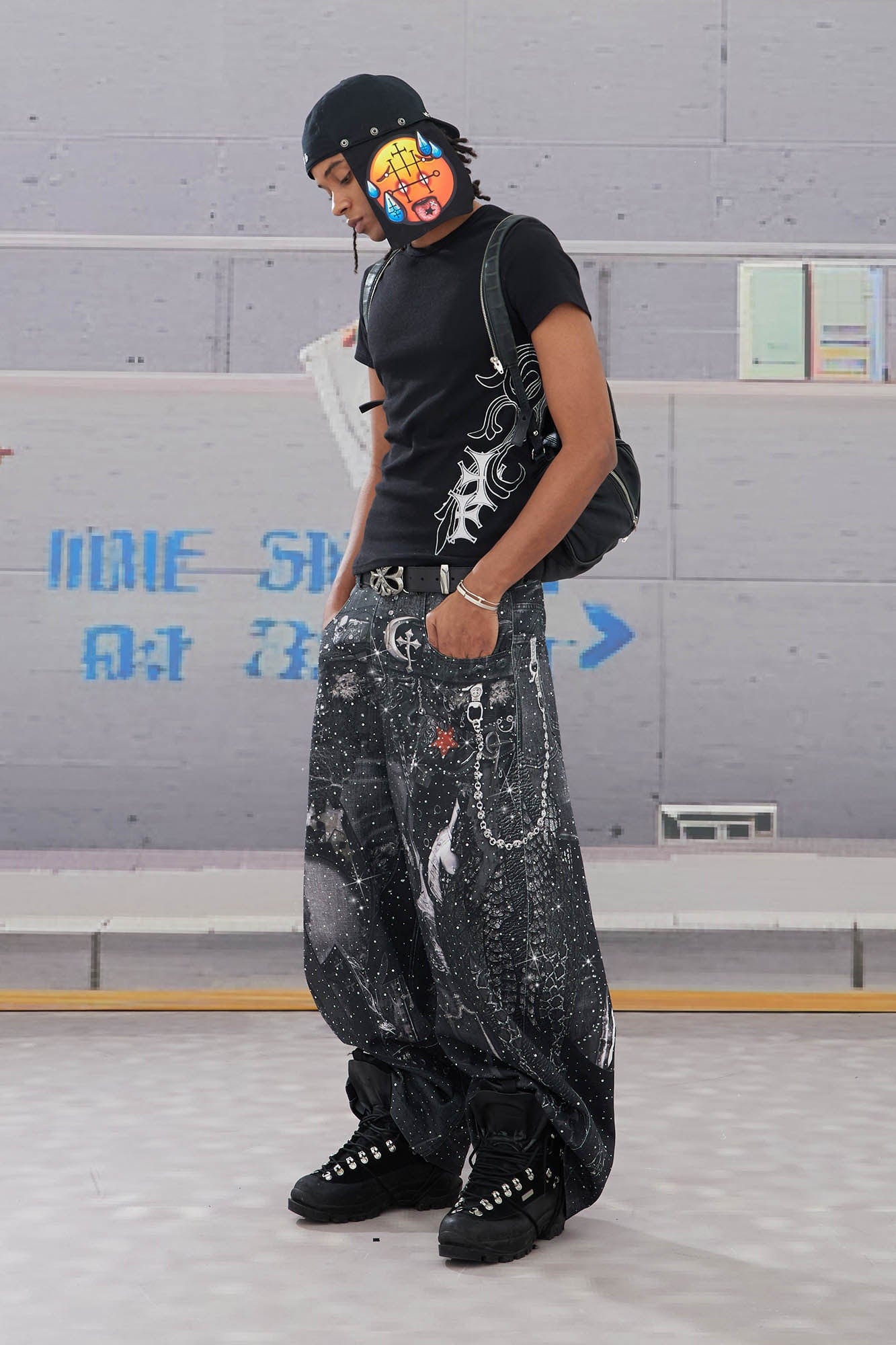 DND4DES Armour Full-Print Diamond Baggy Jeans