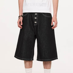 KREATE Essential Button-Up Stitched Denim Shorts