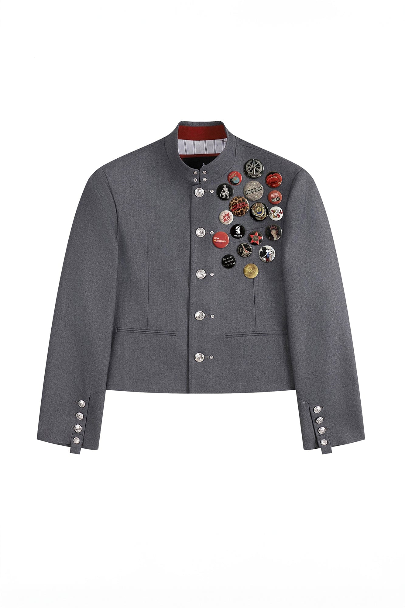 FACEONLAB Wool-Blended Cropped Uniform Blazer Gray