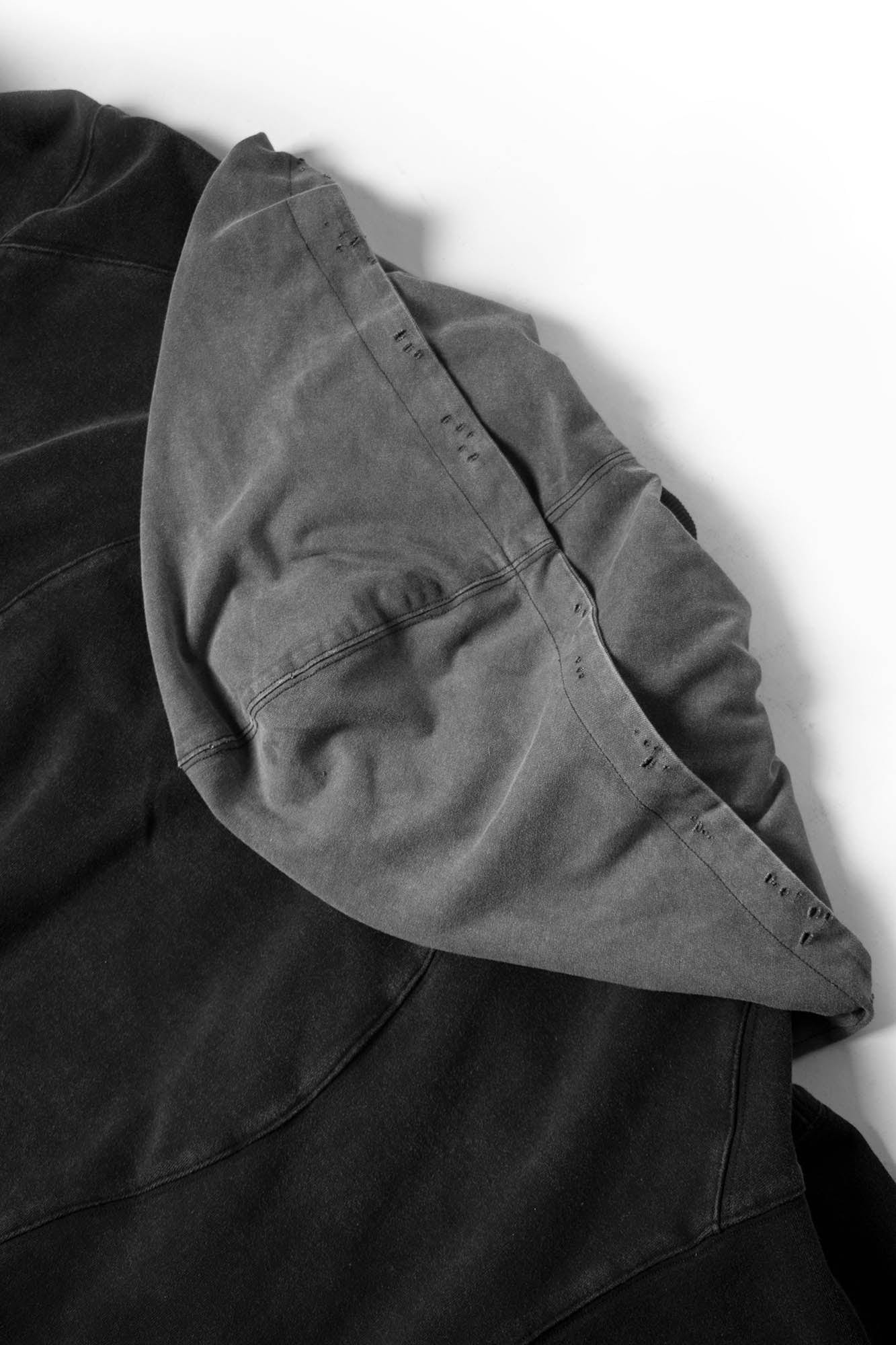 RELABEL Detachable-Hood Distressed Ripped Sweatshirt