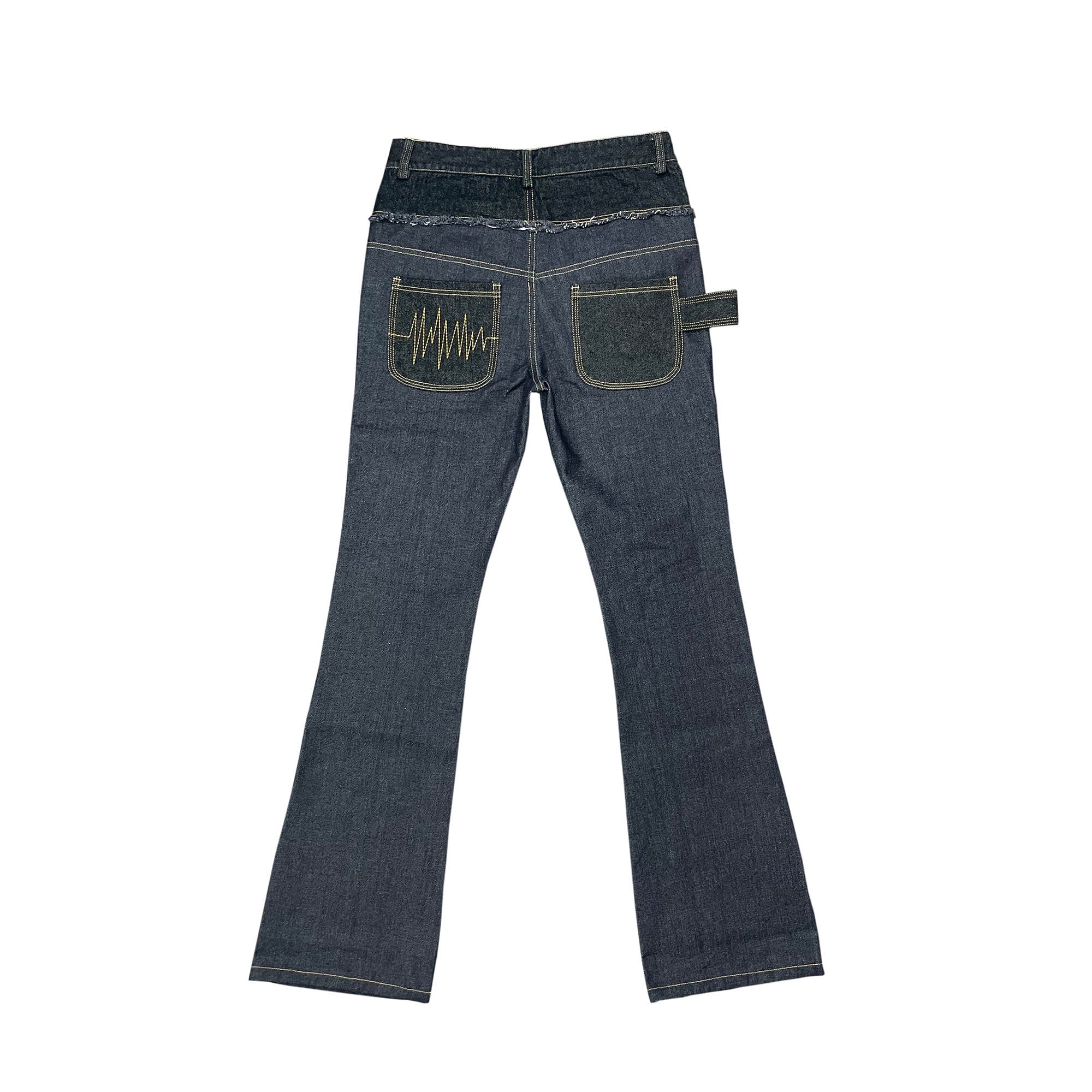 PHANTOMHUNTER Double-Waist Spliced Straight-Leg Fitted Jeans