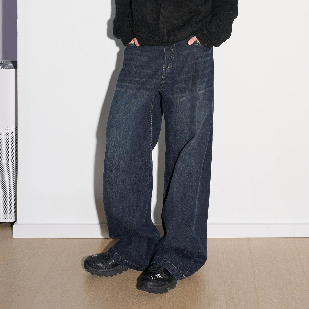 49PERCENT Modern Washed Rivet Straight-Leg Jeans