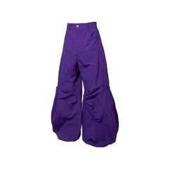 RELABEL Big-Pocket Pleated Oversized Curved Pants Purple