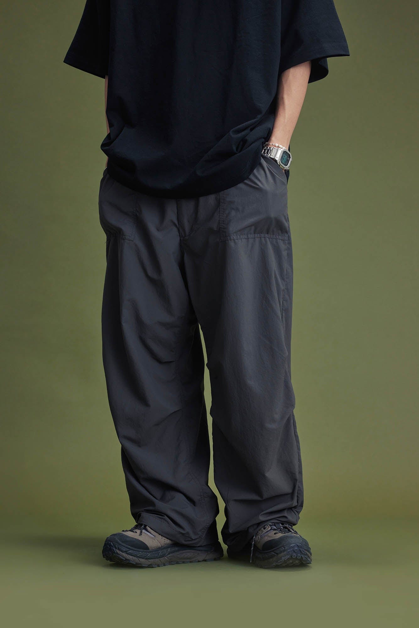 BANANA CLUB Quick-Dry Crinkled Wide-Leg Stretch Pants