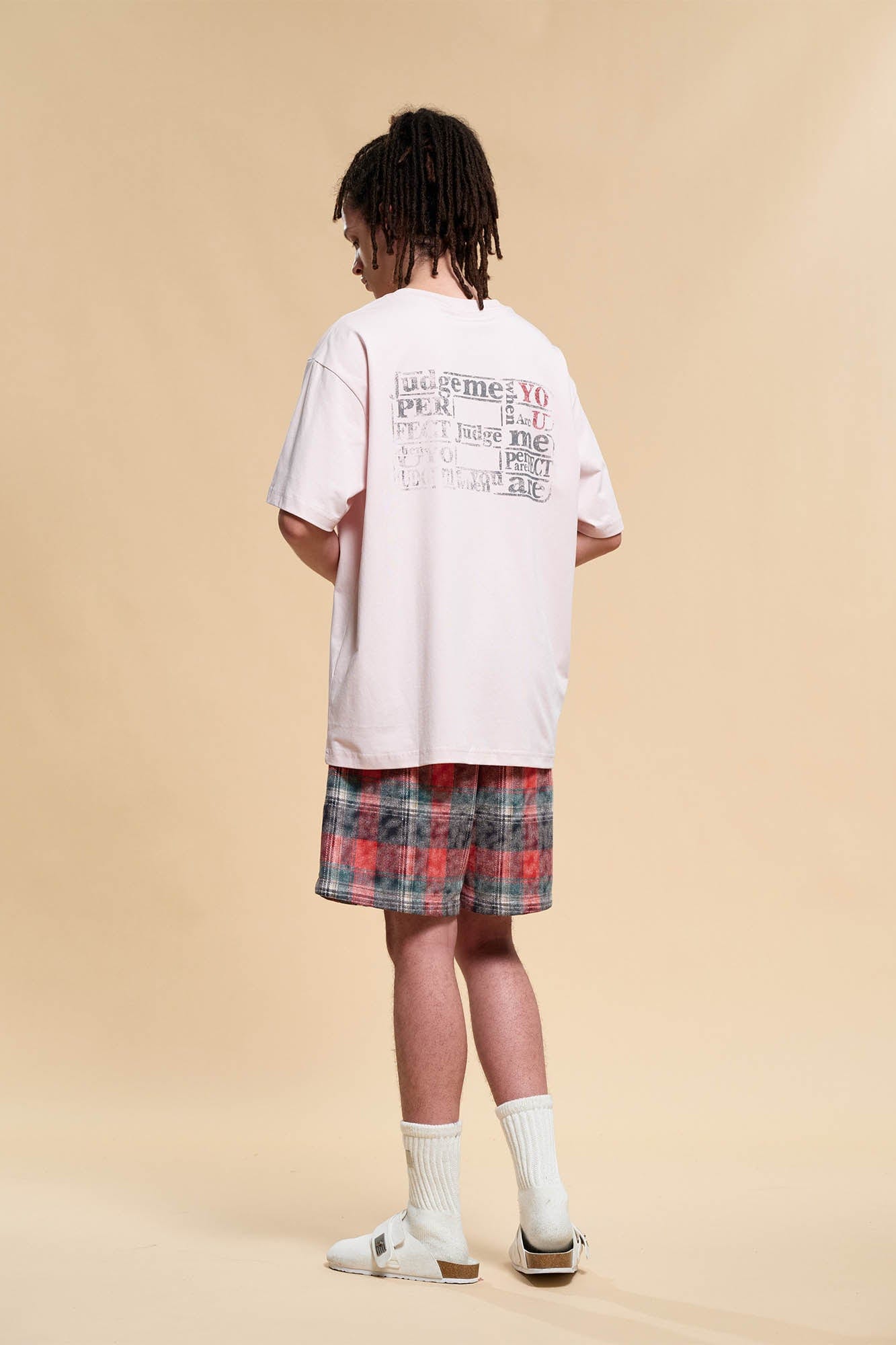 BONELESS Plaid Distressed Drawstring Shorts
