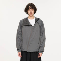KREATE Asymmetrical Zip Mesh-Paneled UV Protection Hooded Jacket