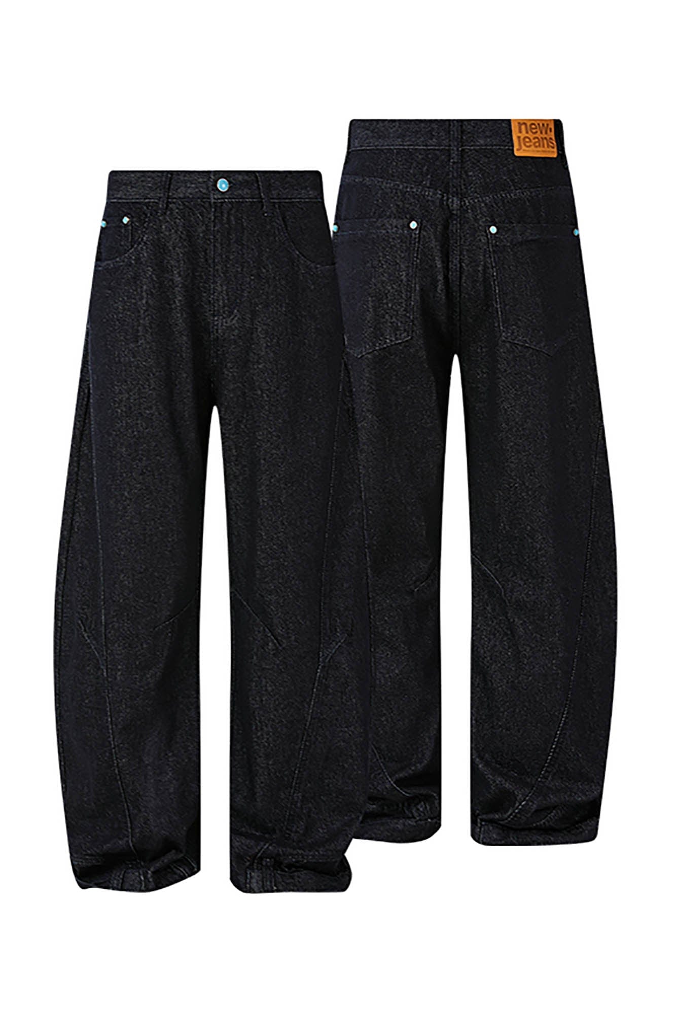KREATE Reversed Panel Turquoise Rivet Jeans