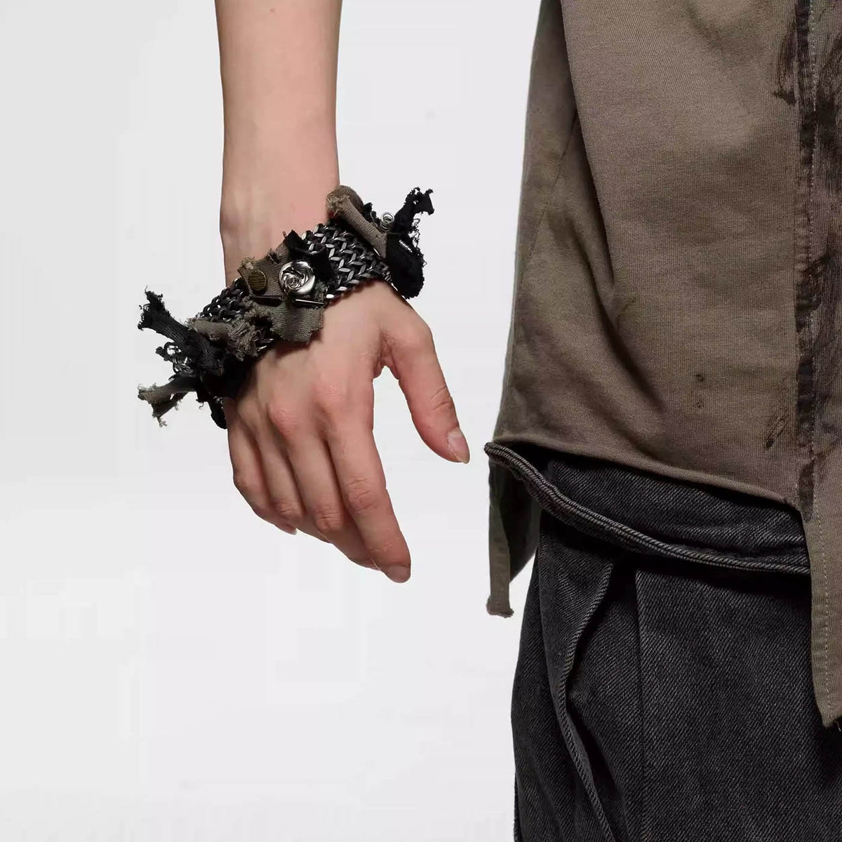 ILLUSORY x FLYERRER Distressed Metal Fabric Bracelet