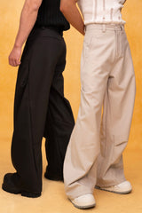 CLP Essential Spliced Crinkled Wide-Leg Trousers