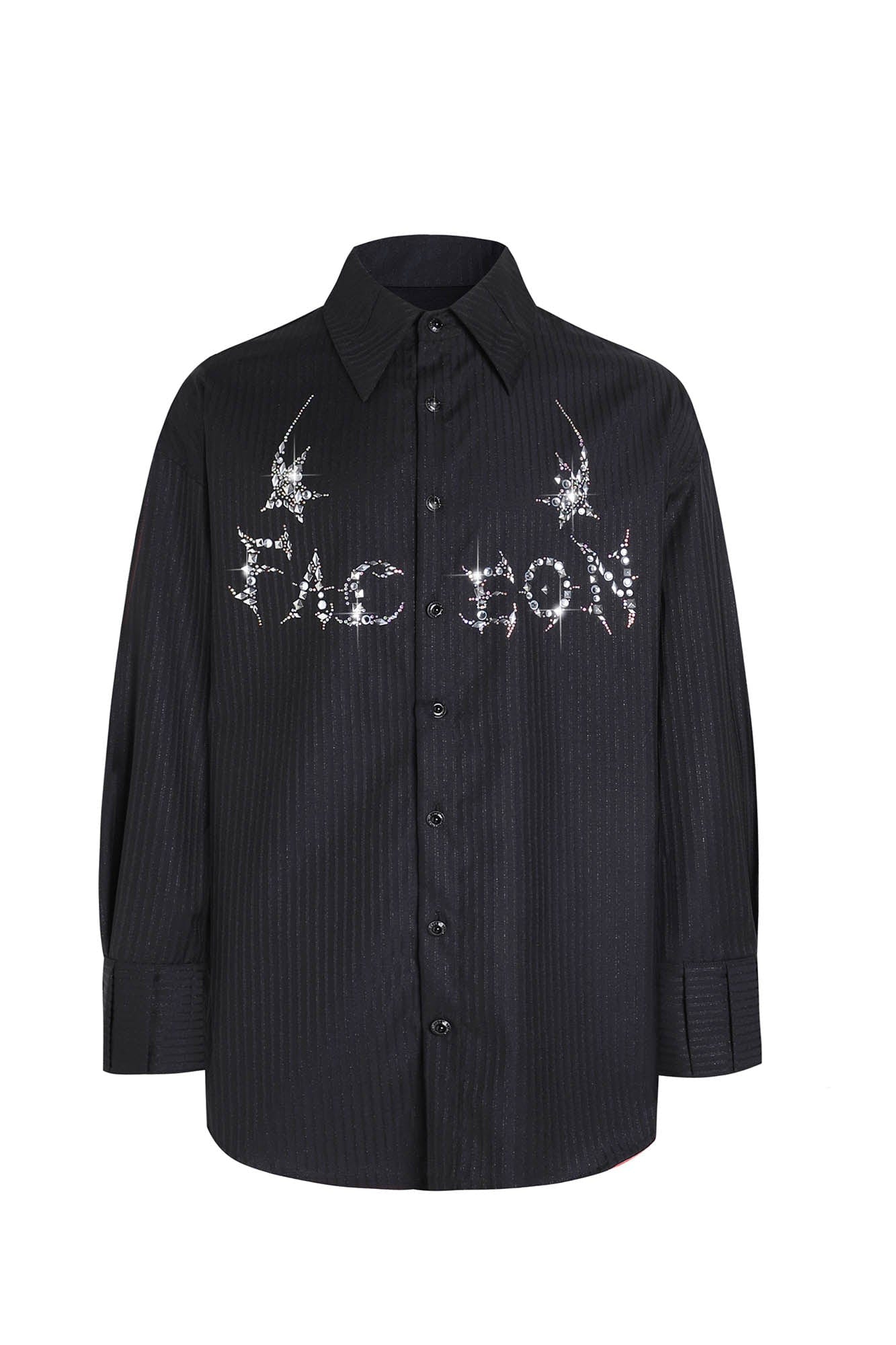 FACEONLAB Pinstriped Rivet Diamond Shirt