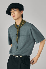 GONGHE REPUB Checked Beaded Pendant Scarf