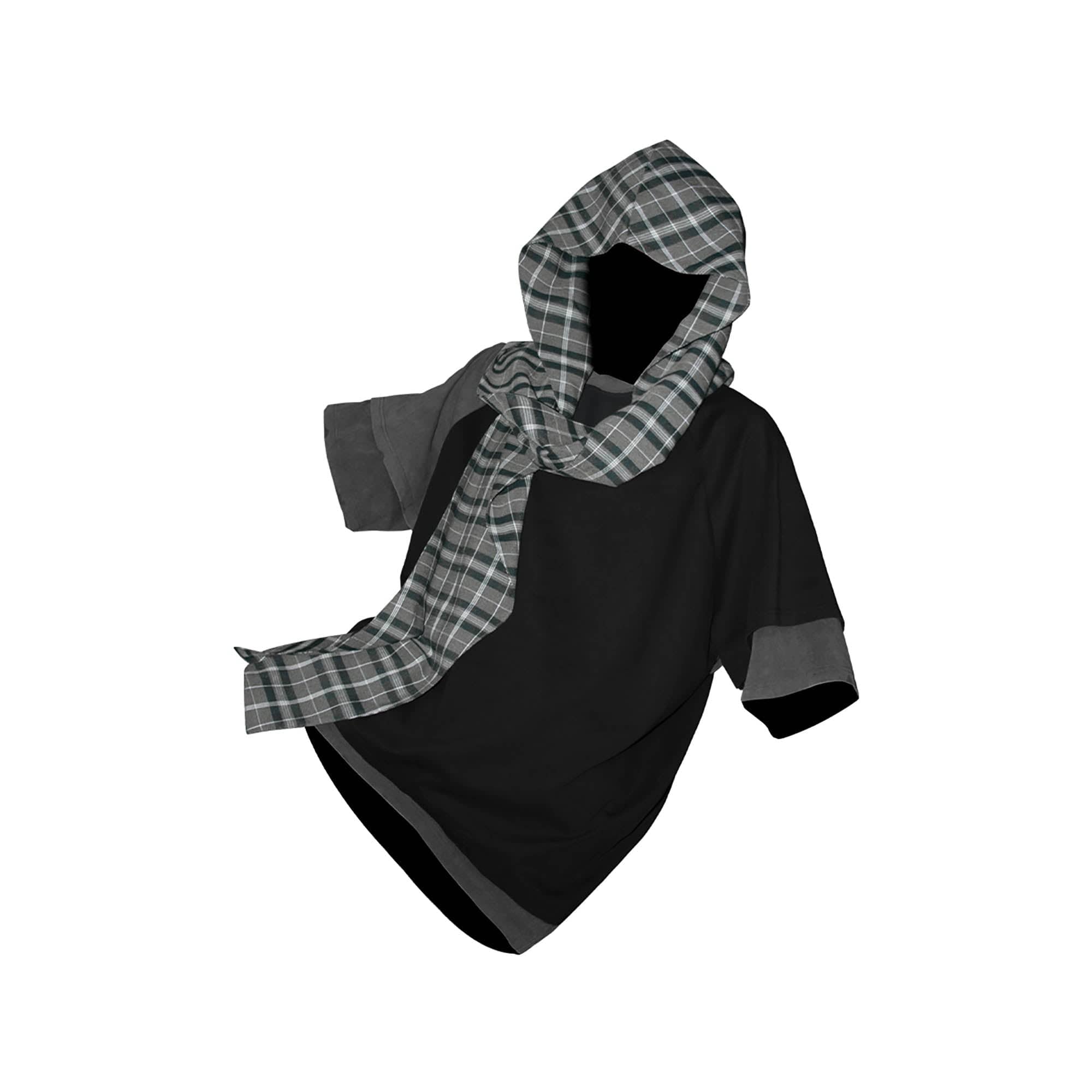 RELABEL Contrast Layered Detachable Hood T-Shirt