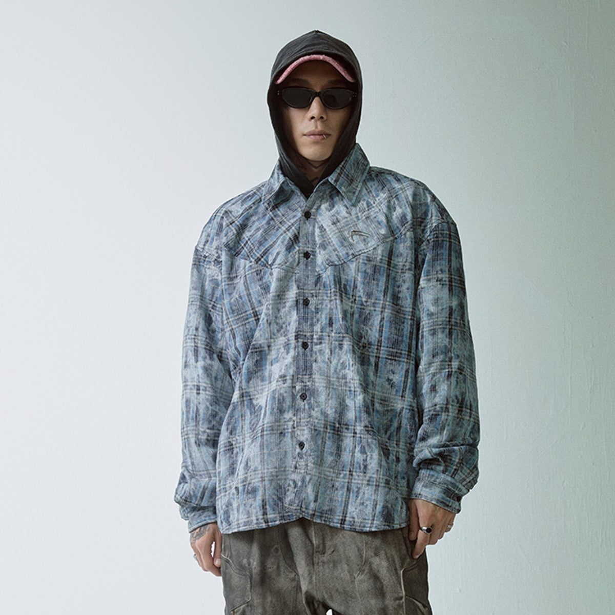 F2CE Spliced Abstract Plaid Shirt