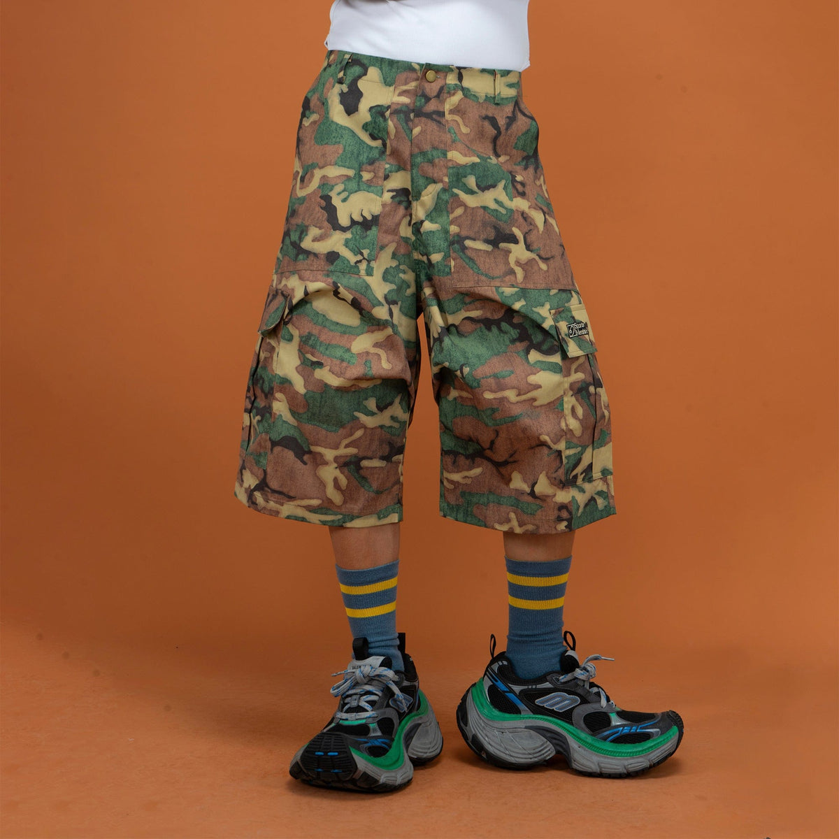 CLP Washed Crinkled Camo Cargo Shorts