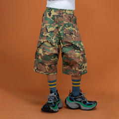 CLP Washed Crinkled Camo Cargo Shorts