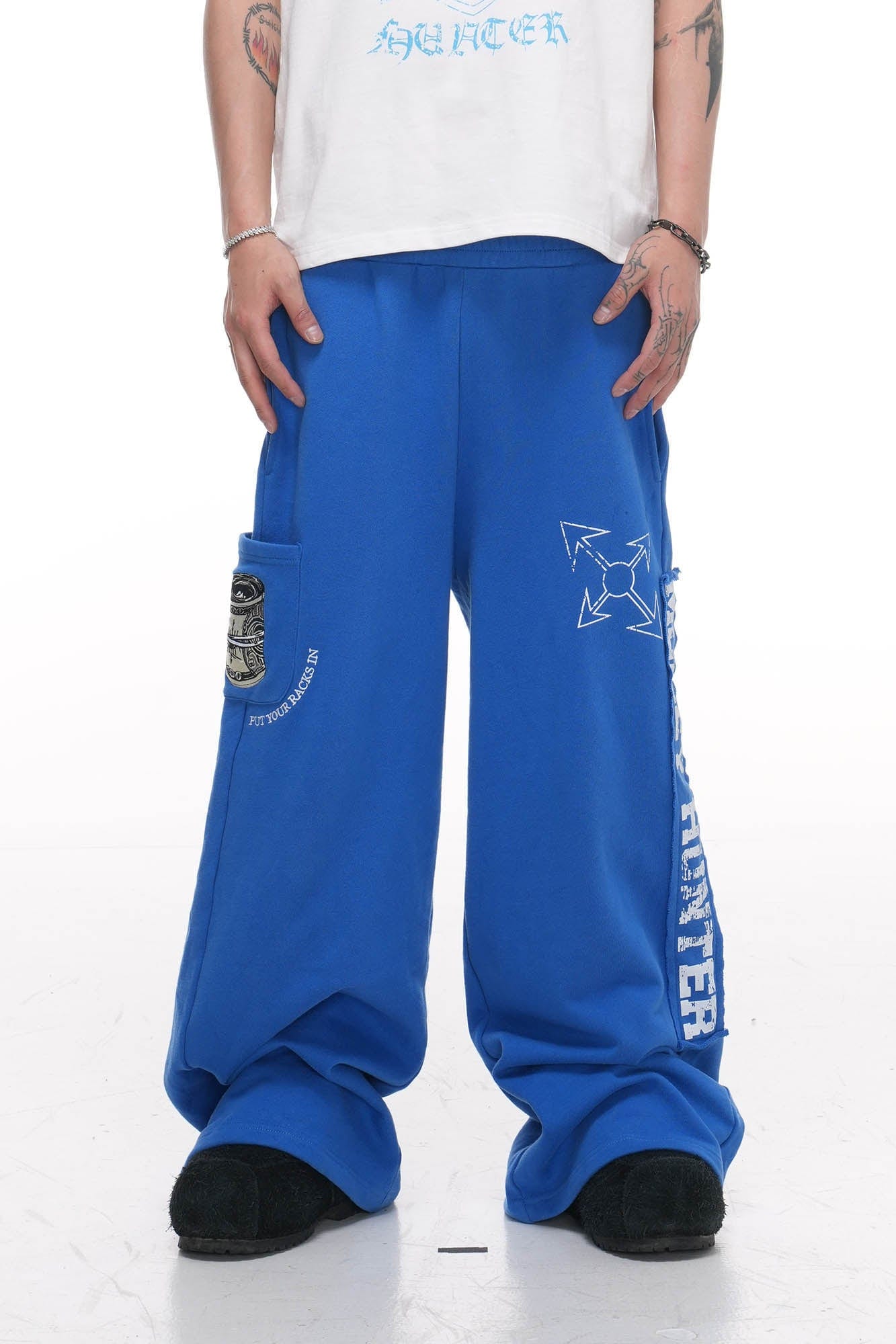 PHANTOMHUNTER Double-Waist Graphics Embroidered Baggy Sweatpants