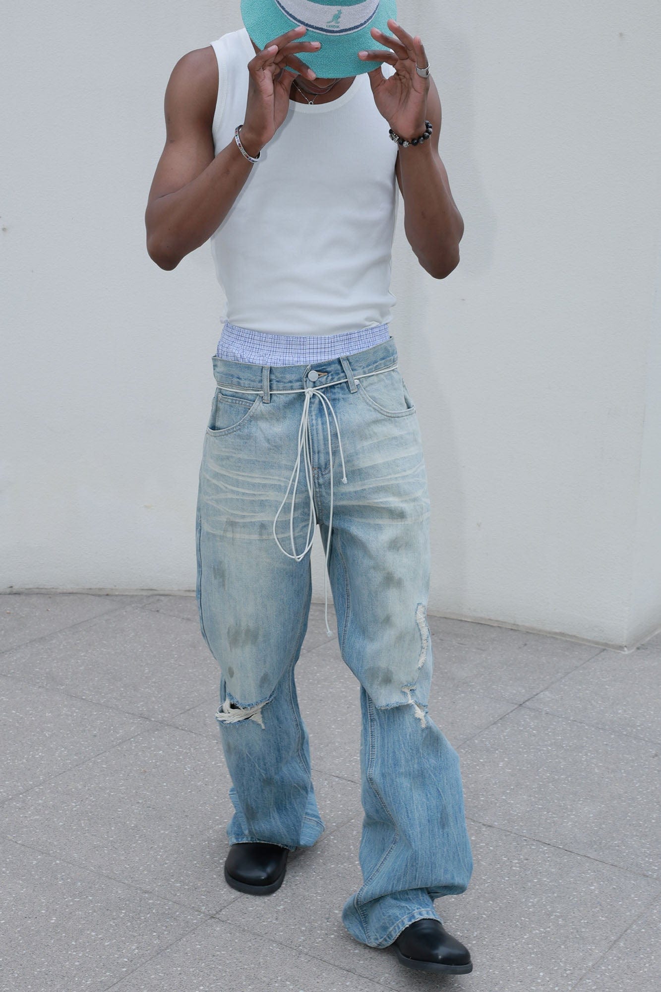 STEEPC Dirty Fit Distressed Flared Jeans