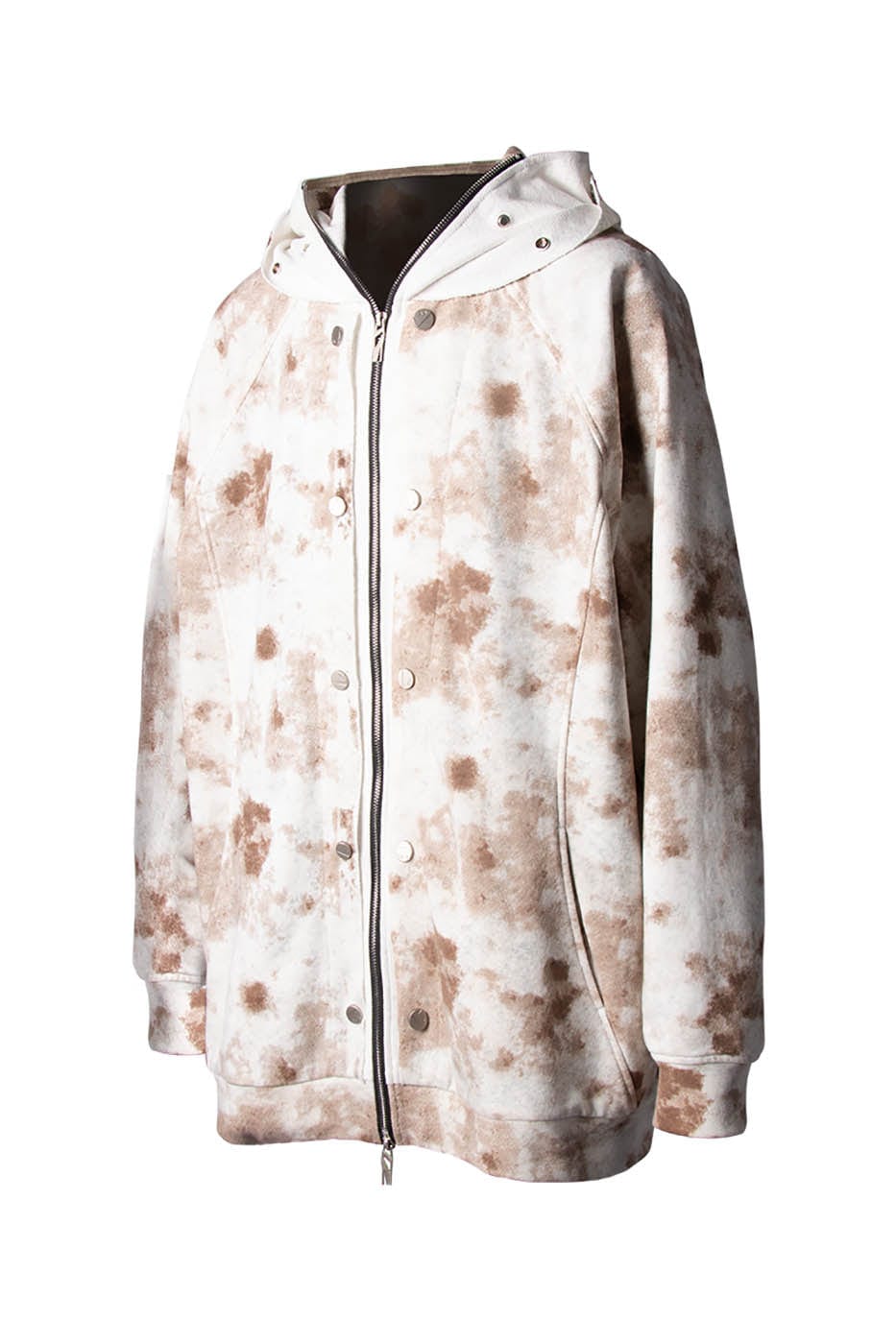 RELABEL Washed Cement-Dyed Double-Hat Zip-Up Hoodie