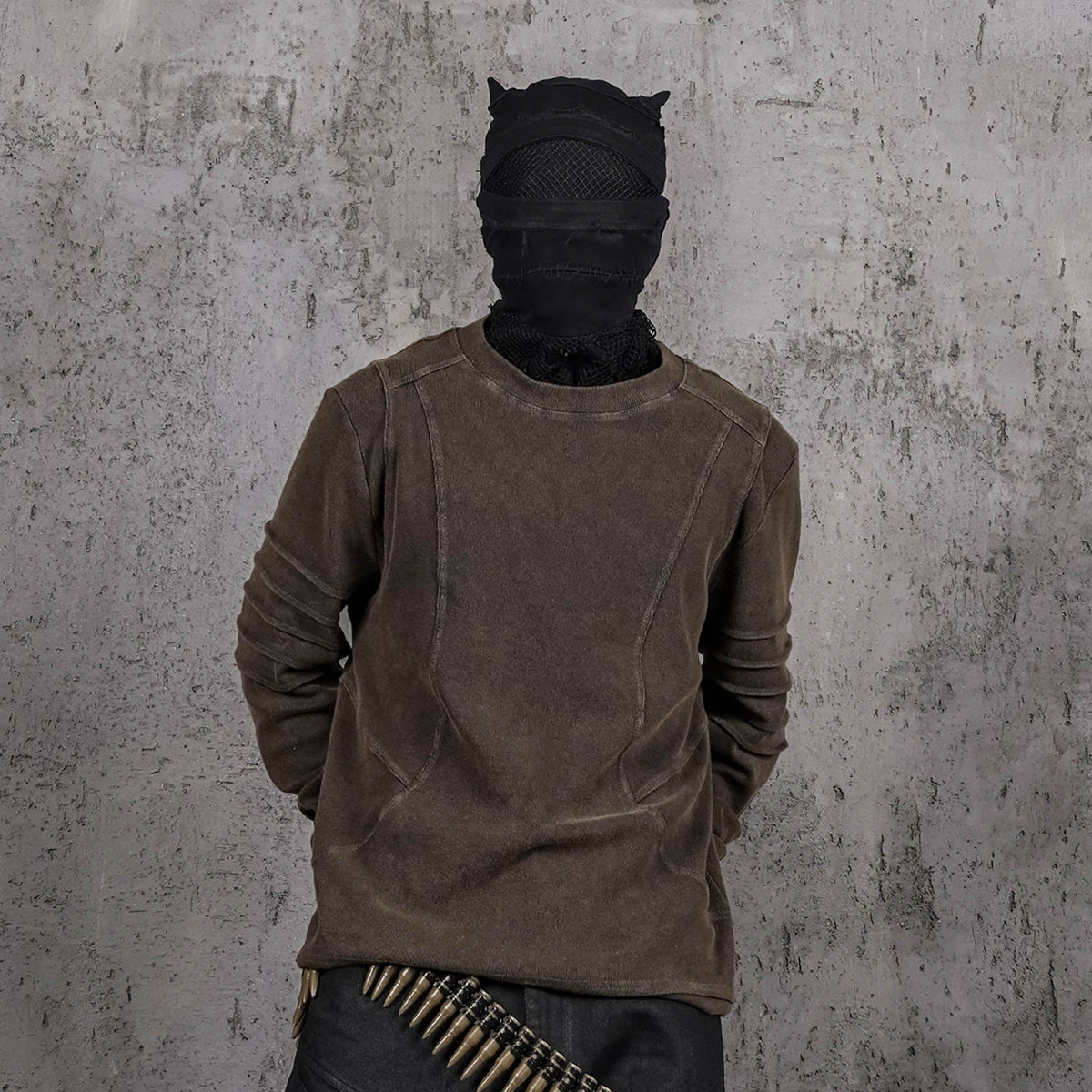 UNDERWATER Distressed Deconstructed Light Sweatshirt Brown