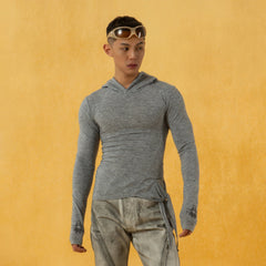 CLP Pleated Slim Fit Hoodie Long-Sleeve T-Shirt