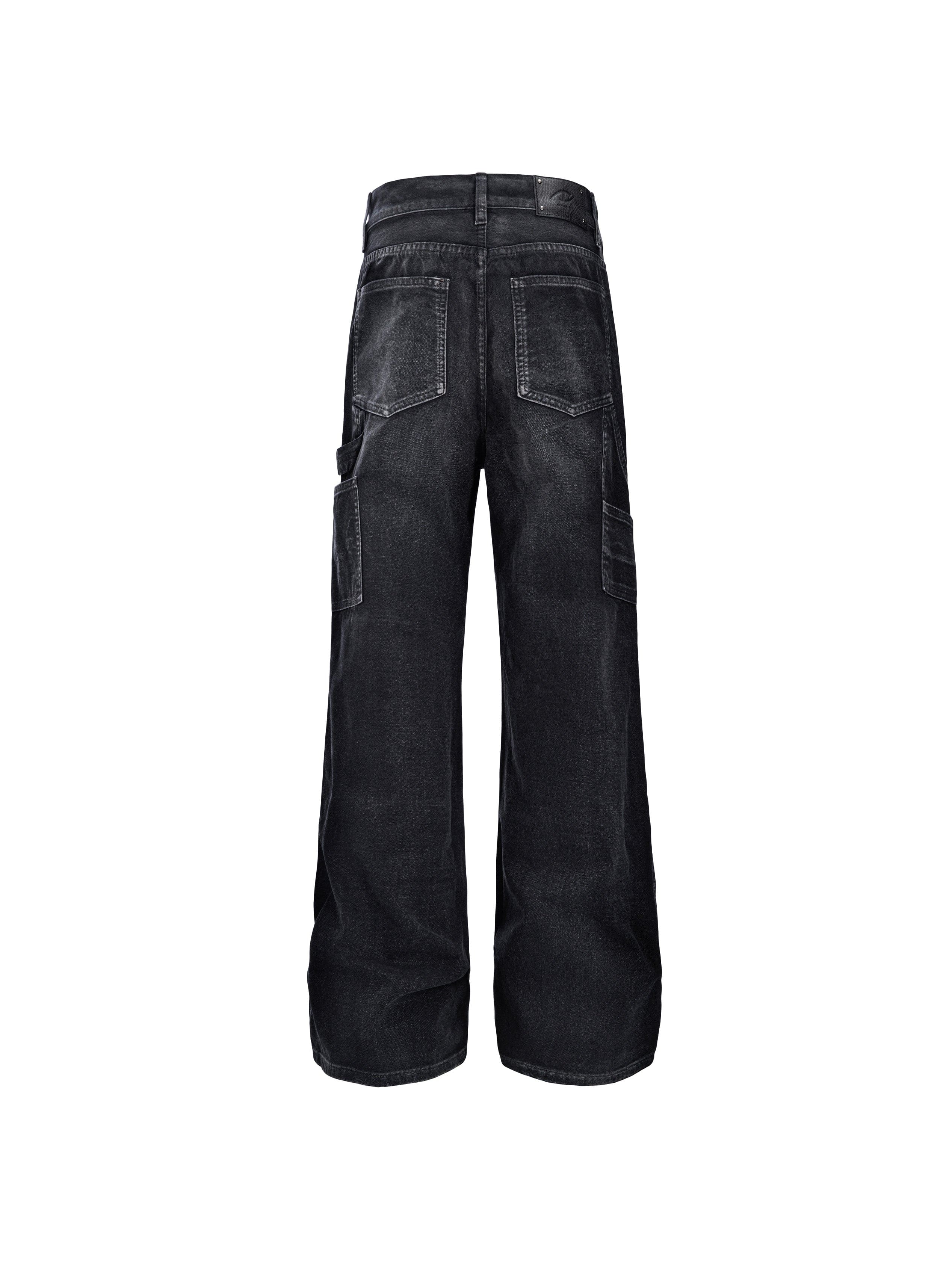 CATSSTAC Distressed Double-Knee Carpenter Straight-Leg Jeans Black