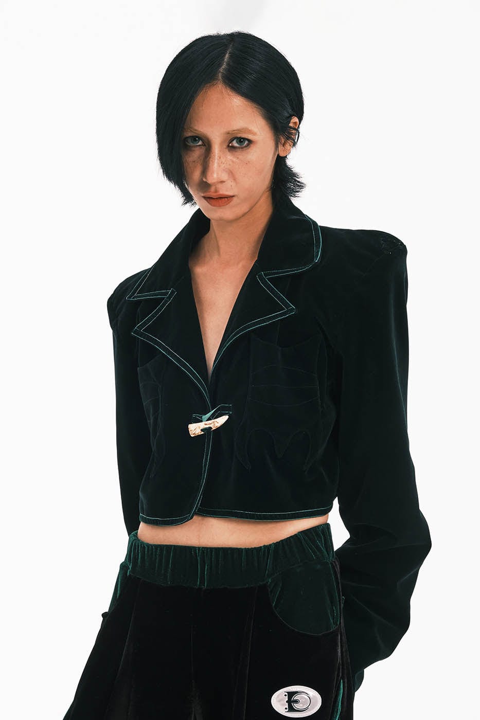 EMBRYO Devil Horned Velvet Cropped Jacket