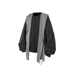 RELABEL Detachable-Hood Distressed Ripped Sweatshirt