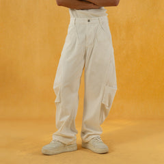 CLP Deconstructed Pleated Button Wide-Leg Pants