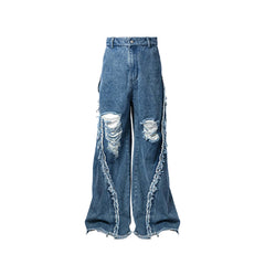 RELABEL Split Heavy-Distressed Washed Denim Pants